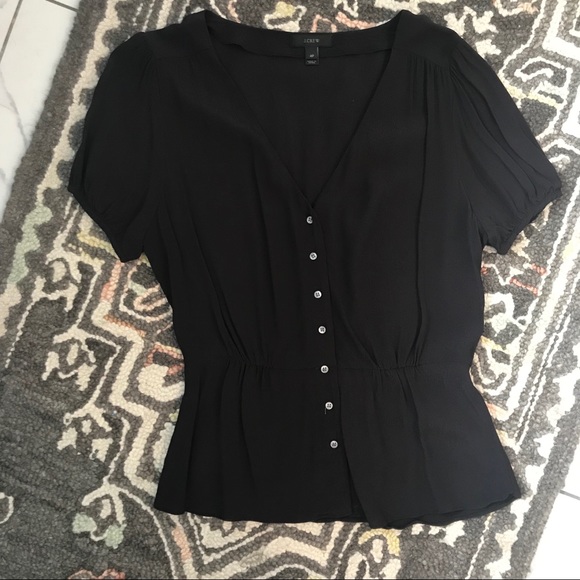 J Crew Short Sleeve Button Peplum Blouse - Picture 2 of 5